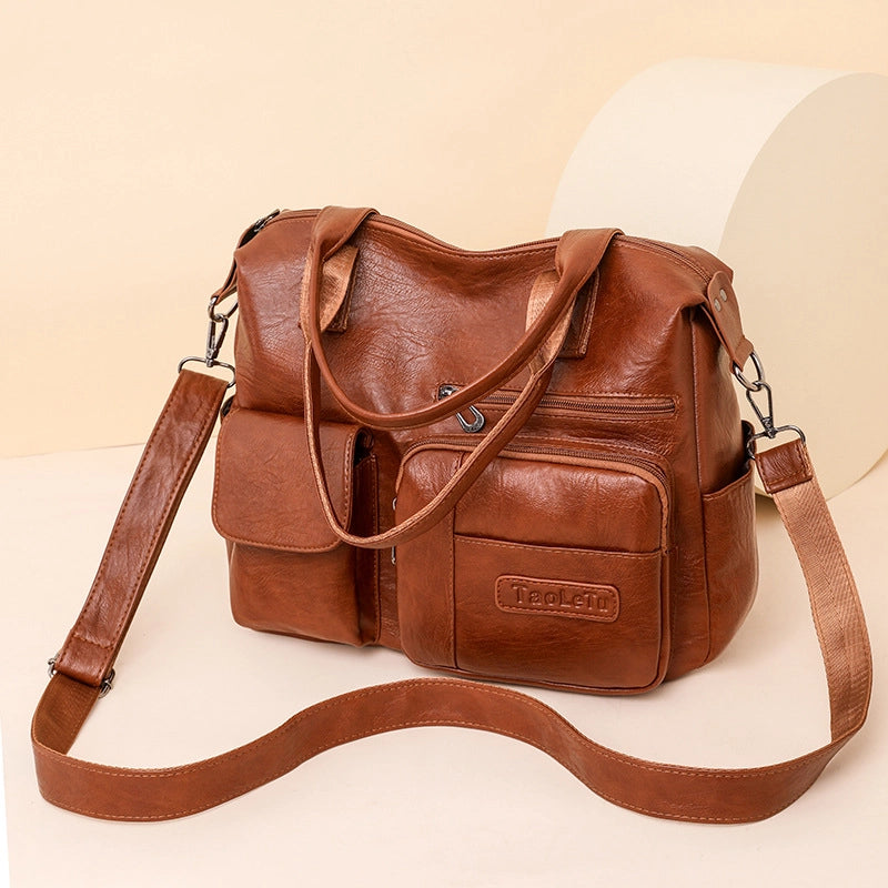 Women’s Pu Leather Solid Color Streetwear Square Zipper Handbag Crossbody Bag