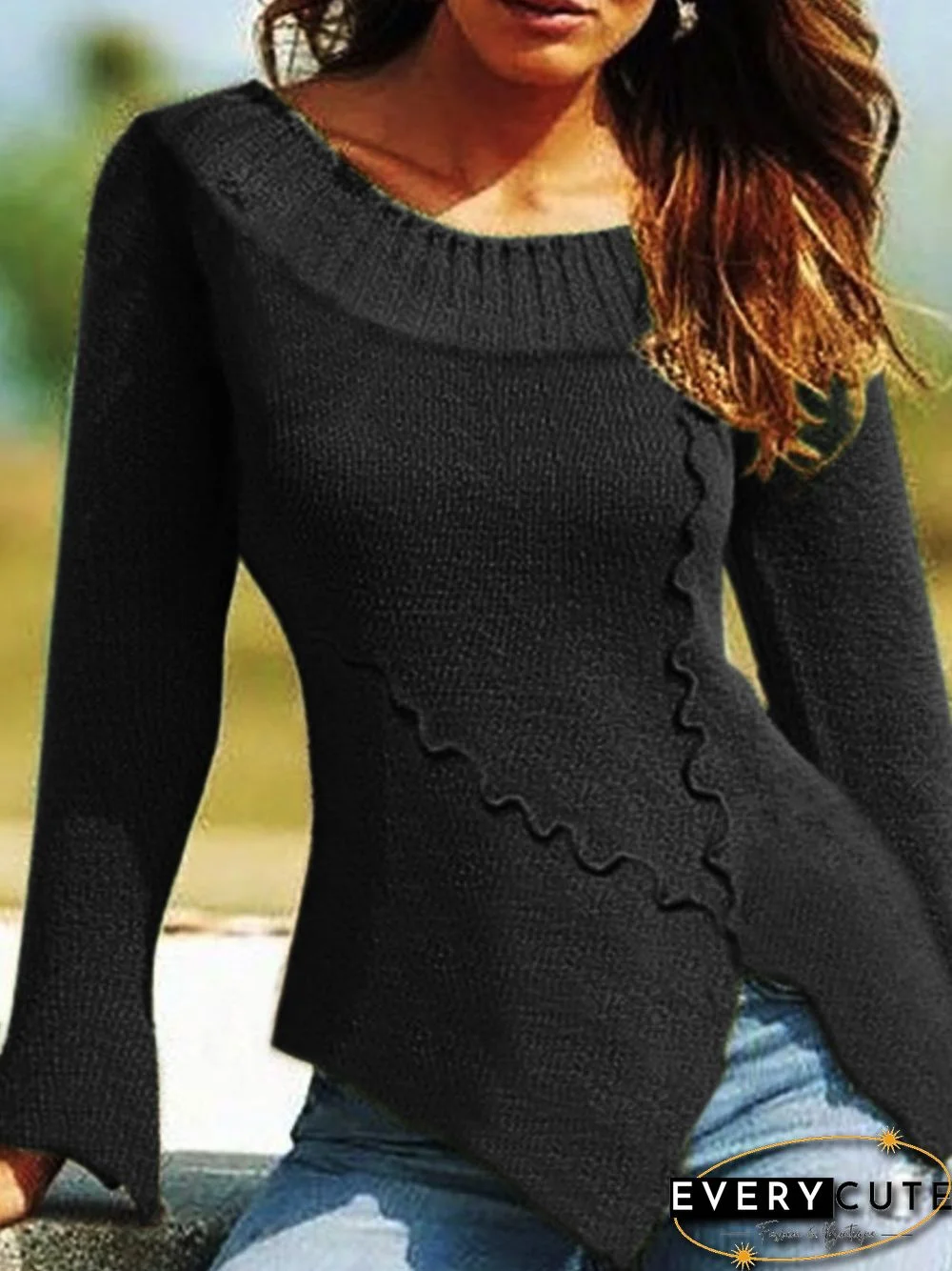 European and American large size retro casual irregular sweater