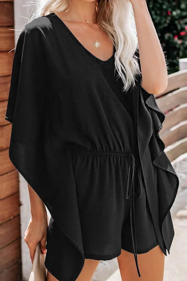 Fashion Casual Solid Color Lace Up Romper