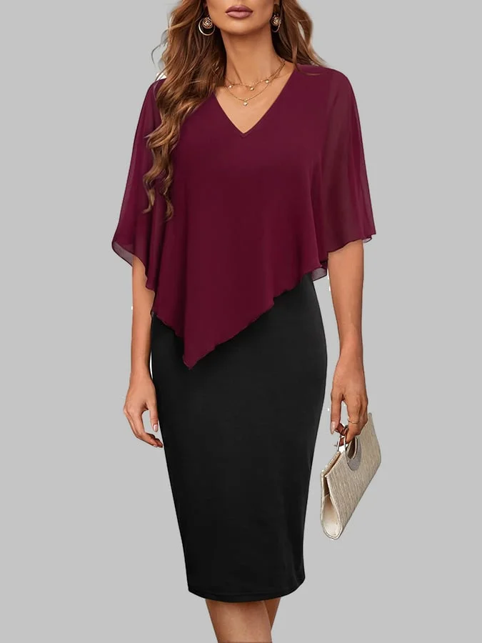 Chiffon Shawl Slim Dress Set