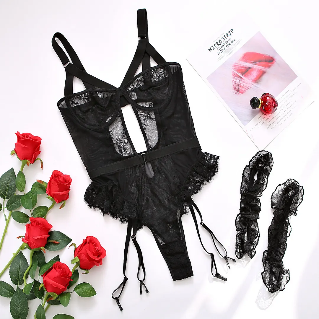 Churchf Sex Lingerie Sexy Black Lace Women's Evening Sex Set