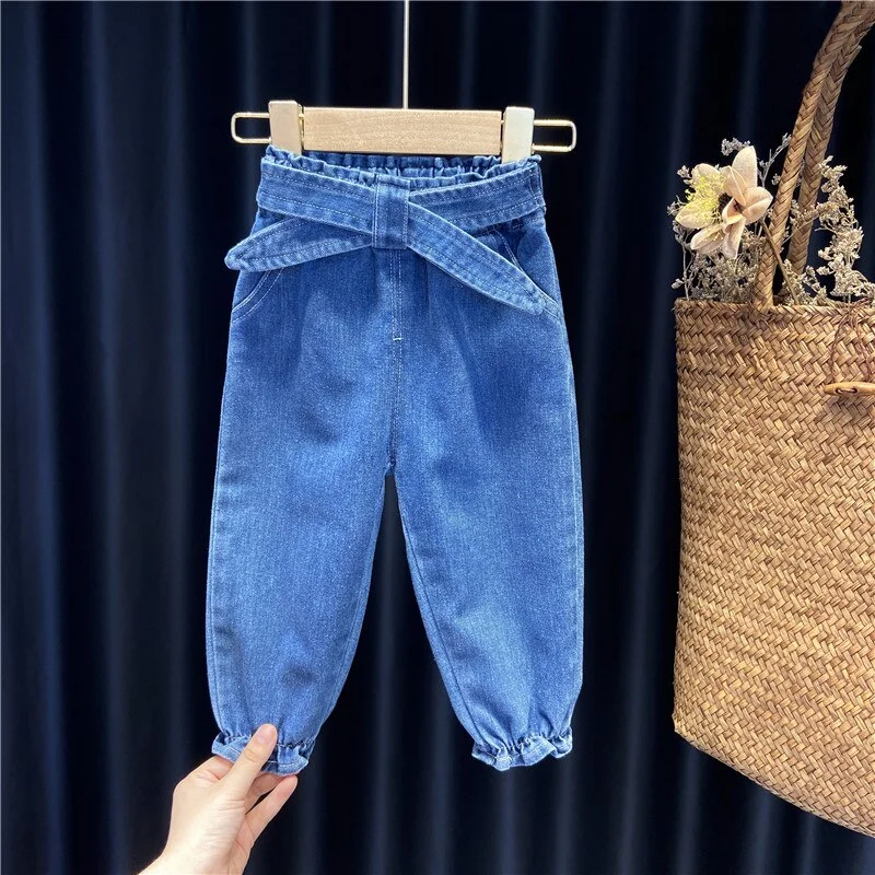 Kids Baby Girls Jeans Autumn Denim Pants for Teenage Girls New 2021 Children Long Trousers Cute Toddler Loose Pants for Teens