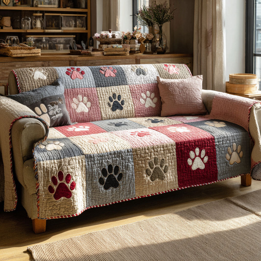 Warmhearted Paws Quilted Sofa Cover NCU0PT10904 everthome