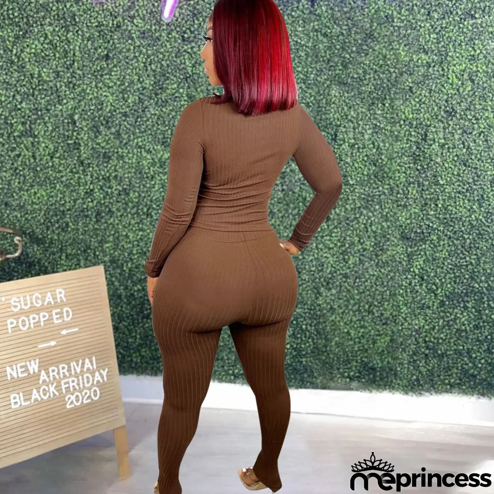 Solid Color Printed Tight-fitting Pit Strip Two-piece Set