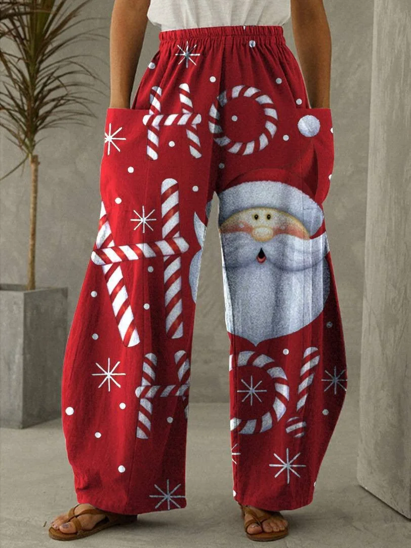 Christmas Print Vintage Casual Loose Pants