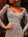 Gorgeous Embellished Split-Joint Tasseled  Long Sleeved Maxi Dress