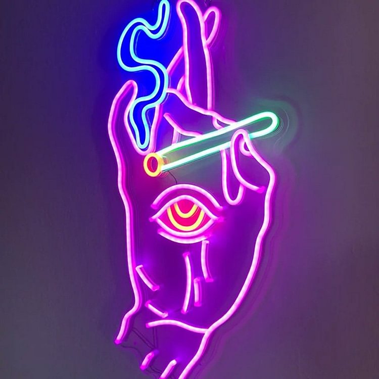 Smoking Eye Neon Sign Wall Light/LED - Anime Gaming, Wall Art Decor