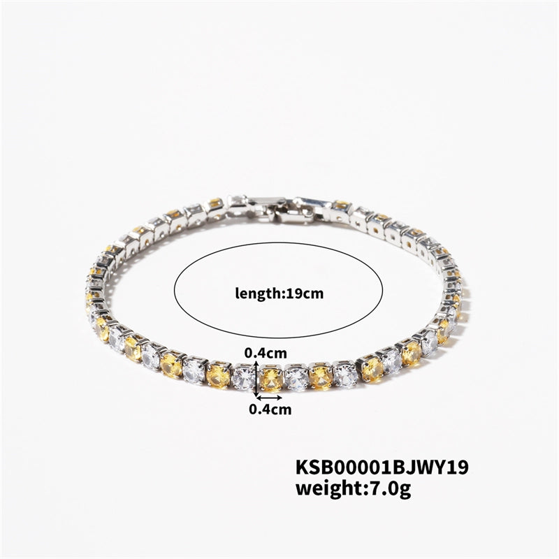 Hip-Hop Solid Color Copper Inlay Zircon K Gold Plated Rhodium Plated Unisex Tennis Bracelet