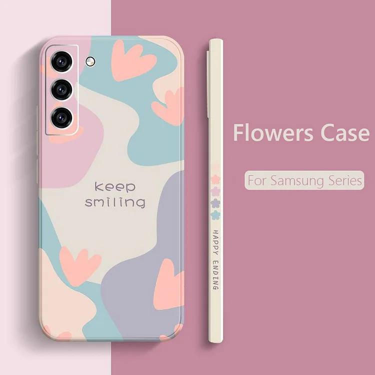 Cartoon Flower Square Silicone Case For Samsung  Etrgadget- Smartphone Cases & Covers | Accessories