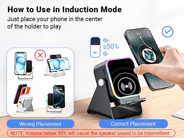 Wireless Induction Audio Speaker Stand, 5in1 Cellphone Holder, 3500mAh Rechargeable Emergency Power Bank,360° Adjustable Mobile Tablet Stand with Colorful Ambient Light Gifts for Men Women Wireless Induction Audio Speaker Stand, 5in1 Cellphone Holder, 3500mAh Rechargeable Emergency Power Bank,360° Adjustable Mobile Tablet Stand with Colorful Ambient Light Gifts for Men Women