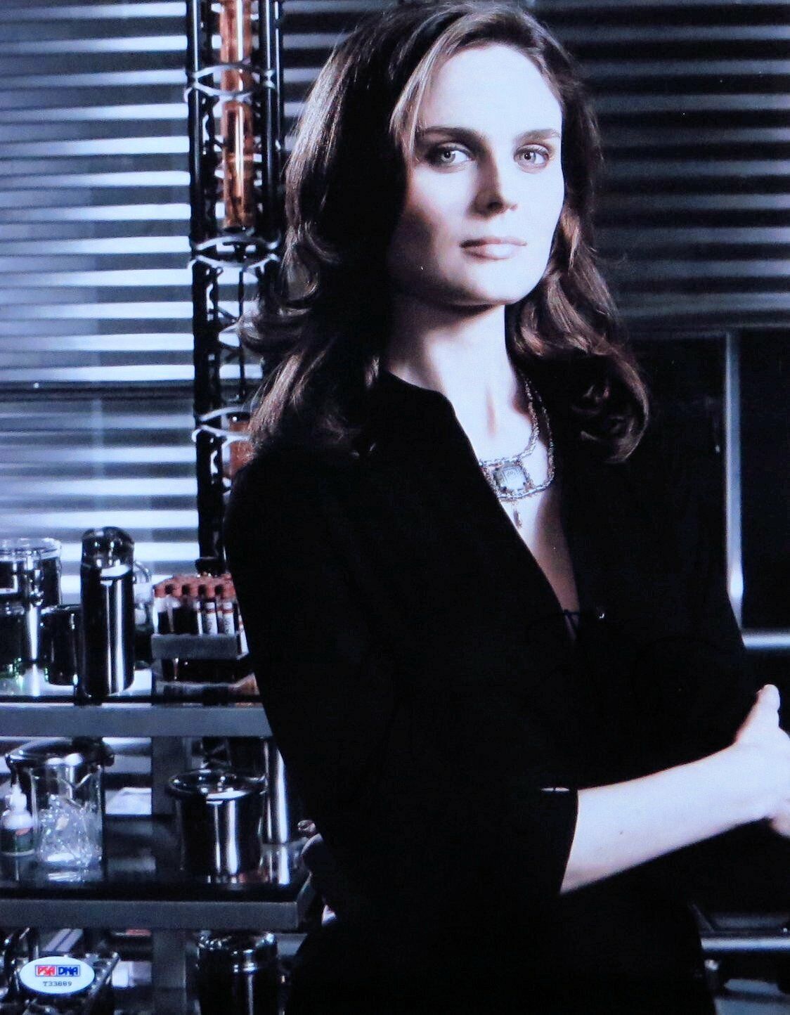 Emily Deschanel Signed Autographed 11X14 Photo Poster painting Bones Sexy in Lab PSA/DNA T33889