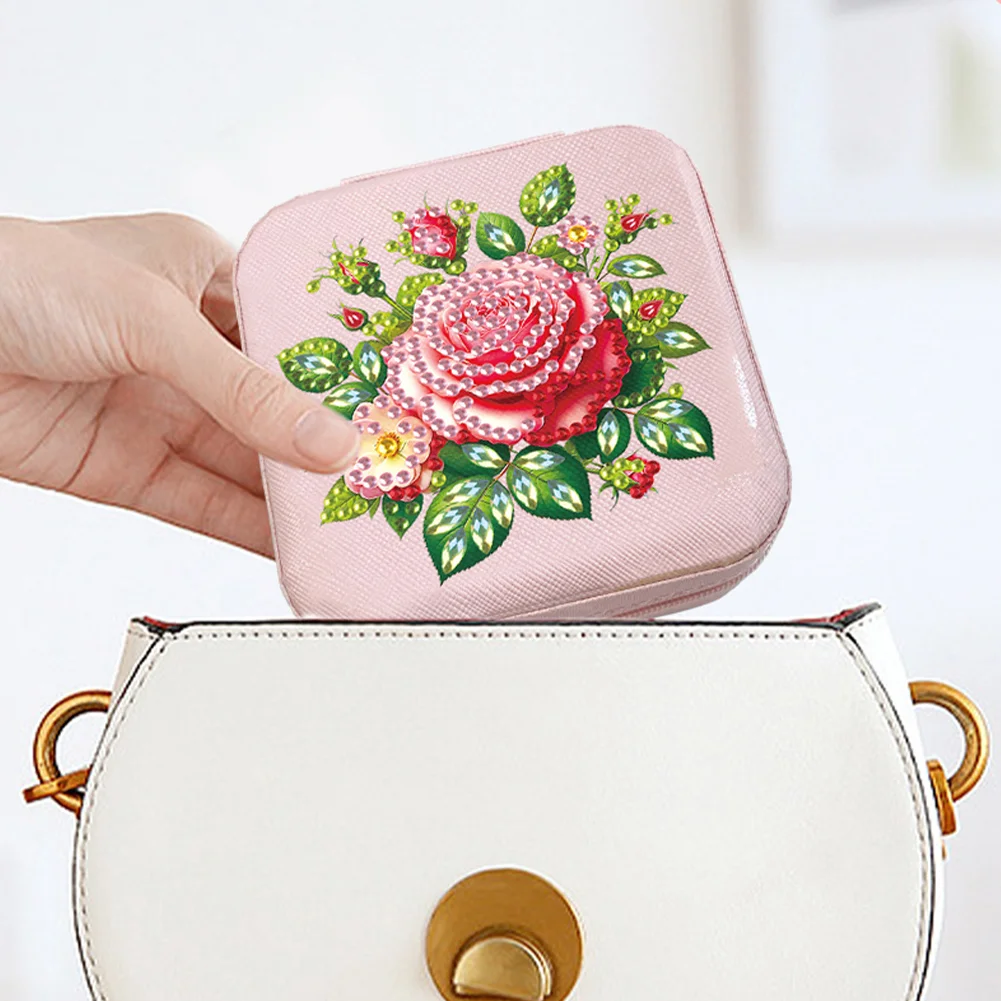 5D DIY Rose Special Shape Diamond Painting Jewelry Box for Art Crafts