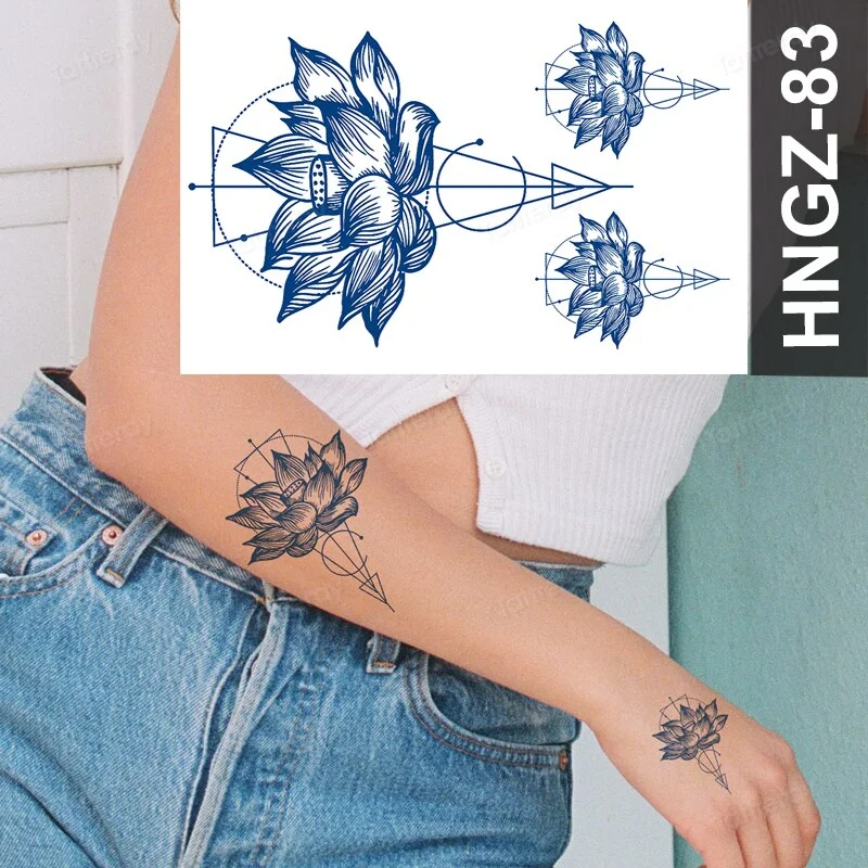 Juice Ink Tattoo Flower Rose Leaf Waterproof Temporary Bird Snake Sexy Body Arm Leg Henna Tattoo Fashion Big Fake Sleeve Sticker