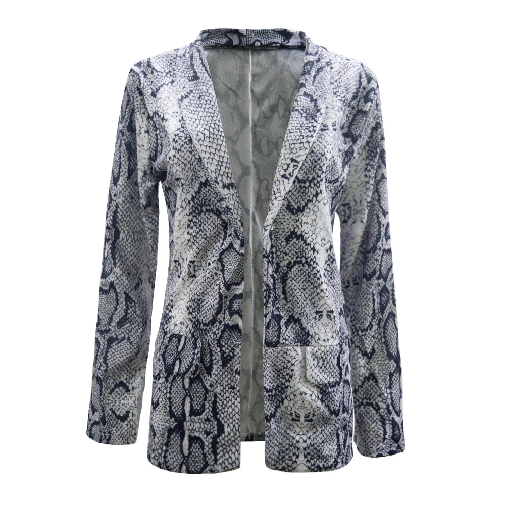 Toloer Hot Style Autumn / Winter 2023 Sexy Snake Leopard Print Long Sleeve Jacket Women's LQ6690-Outfit Ideas