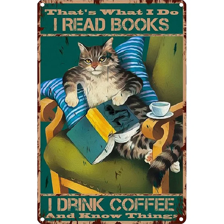 Reading Cat - Vintage Tin Signs/Wooden Signs - 8*12Inch/12*16Inch