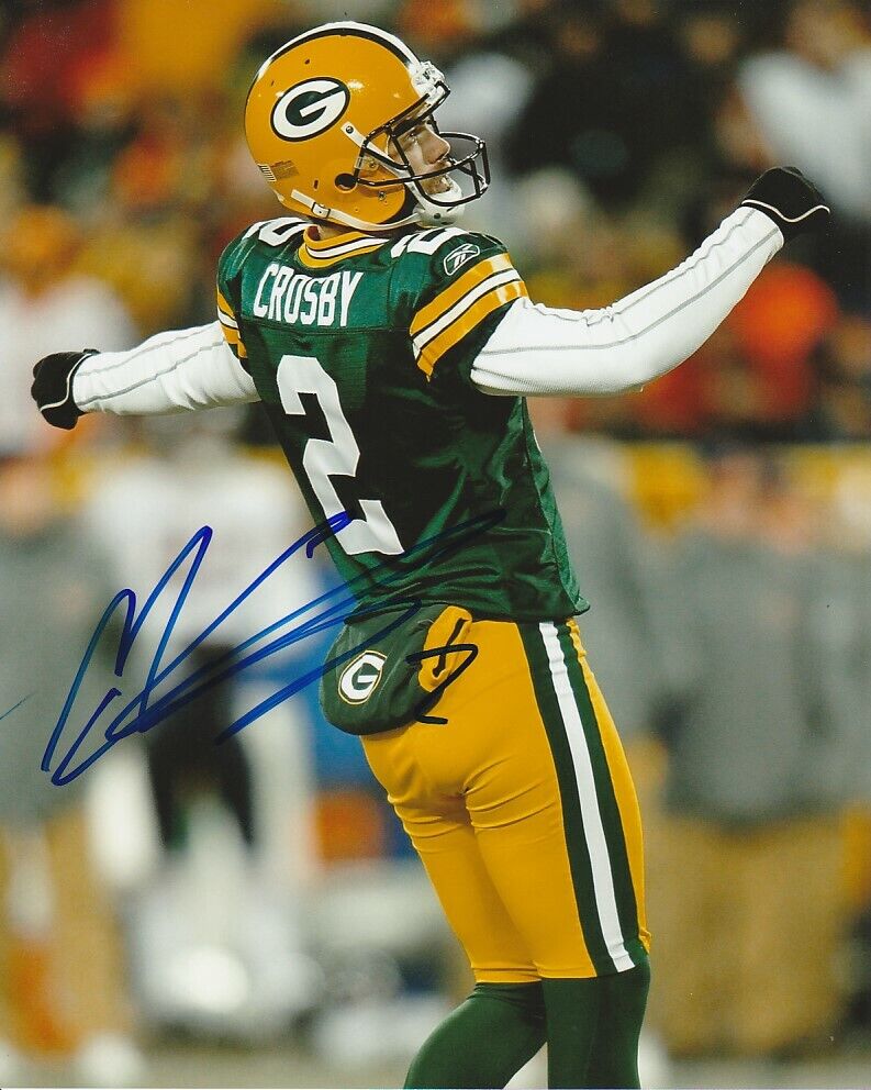 MASON CROSBY SIGNED GREEN BAY PACKERS KICKER 8x10 Photo Poster painting #1 NFL AUTOGRAPH PROOF!