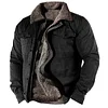 Men's Retro Lining Plus Fleece Zipper Tactical Shirt Jacket by Inlyline