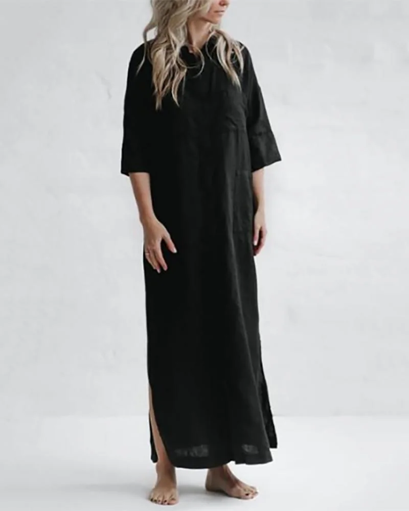 Solid Color Simple Shirt Dress