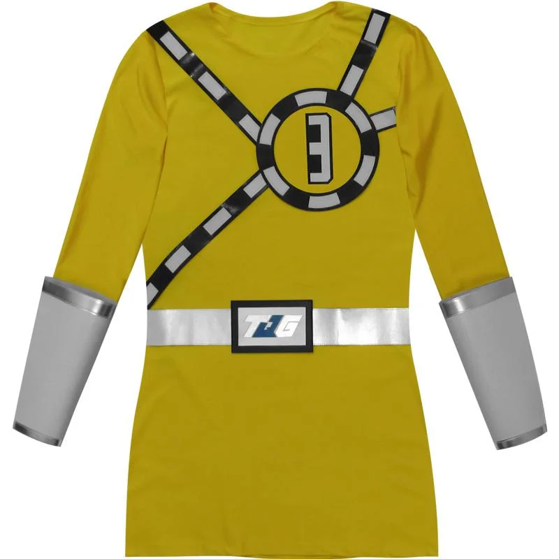 Power Rangers Ressha Sentai ToQger Ressha 3 Yellow Cosplay Costume