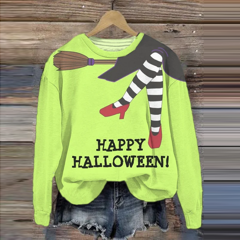 Classic Ruby Red Shoes Happy Halloween Printed Casual Sweatshirt