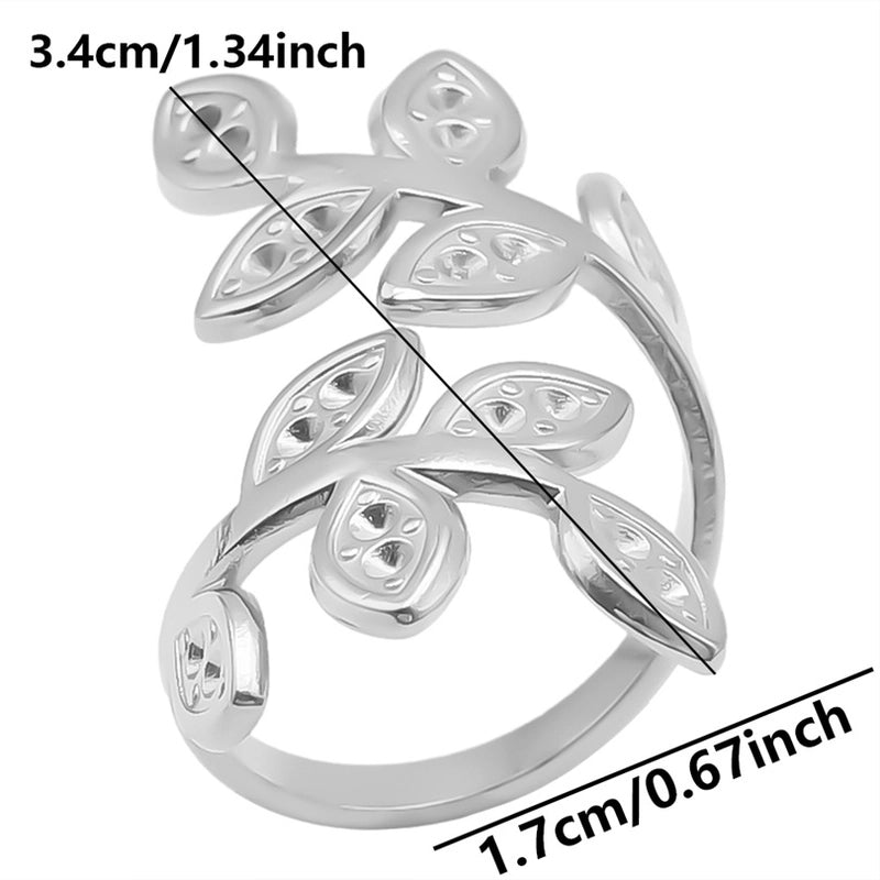 Minimalist Leaves 304 Stainless Steel 18K Gold Plated Polishing Plating Open Rings