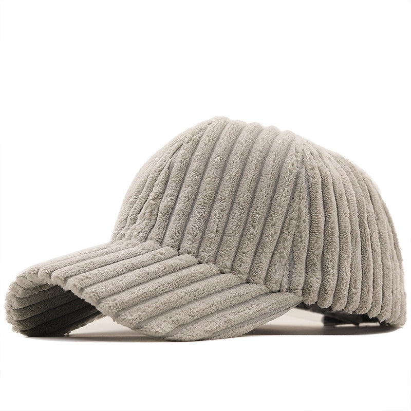Fashion Casual Solid Color Stripe Corduroy Cap