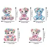 5Pcs DIY Bear Double Sided Special Shaped Diamond Painting Keychains