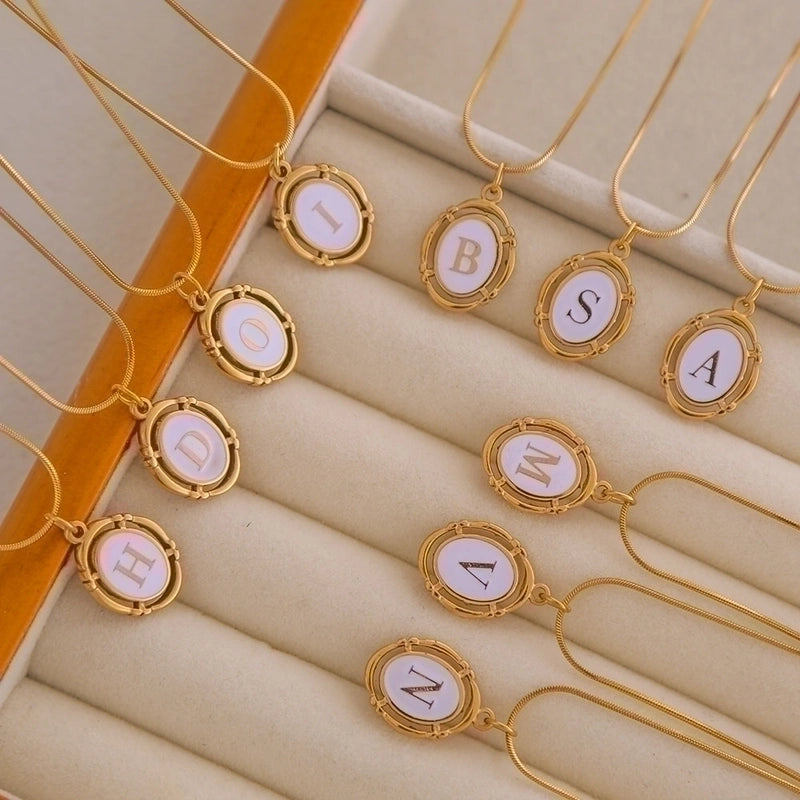 Stainless Steel Classic Style Stoving Varnish Plating Letter Pendant Necklace