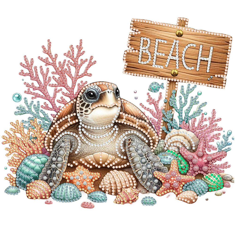 Beach Turtle 30*30cm(canvas) special shaped drill diamond painting