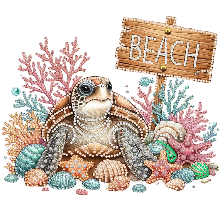 Beach Turtle - Partial Drill - Special Diamond Painting(30*30cm)