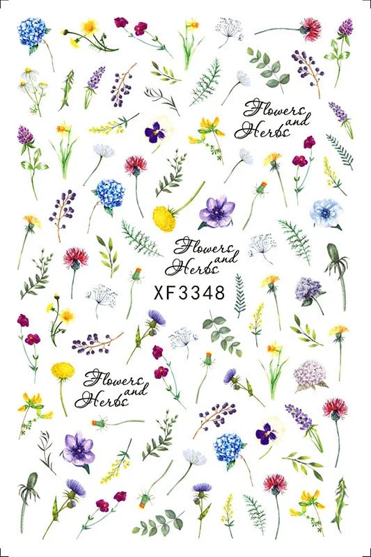 3D Nail Sticker Flowers Leaves Abstract Floral Decals And Sticker Nail Foils Slider Nail Art Decals Manicure Nails Accesories-Nail Inspo