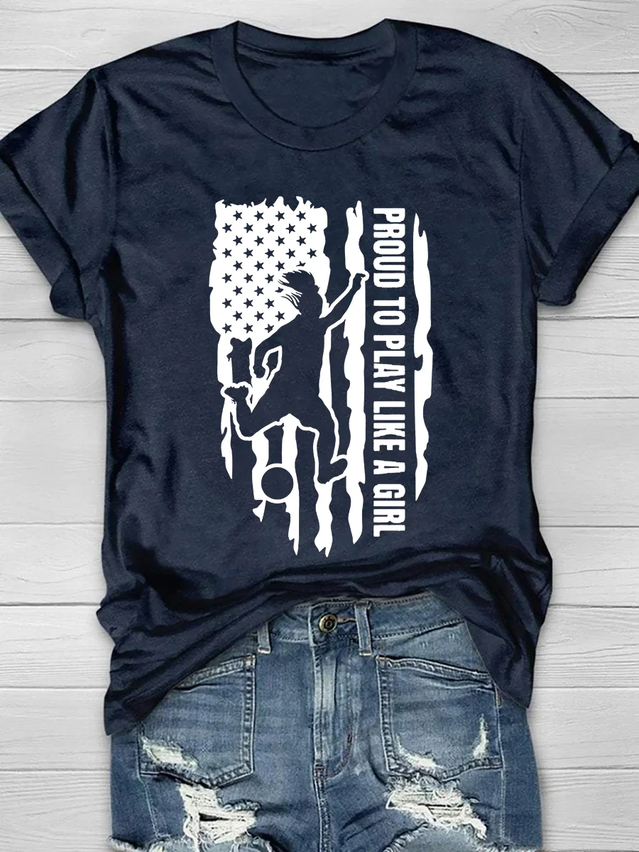 Proud To Play Like A Girl Soccer Flag Short Sleeve T-Shirt