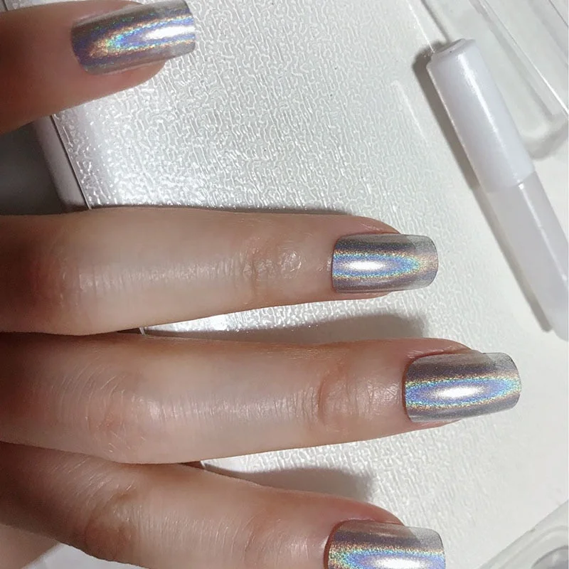 24pcs/box Cat Eye Phototherapy Nail Patch Wearable Fake Nail Short False Nail Wedding For Winter Autumn wearable full cover-Nail Inspo