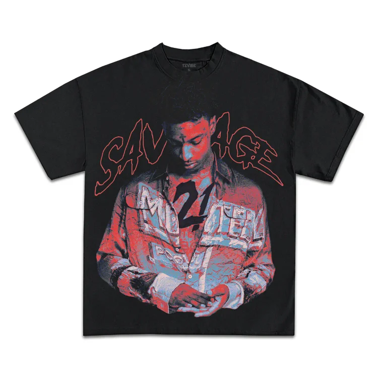 TZVIBE 21 SAVAGE SLAUGHTER TAPE TEE