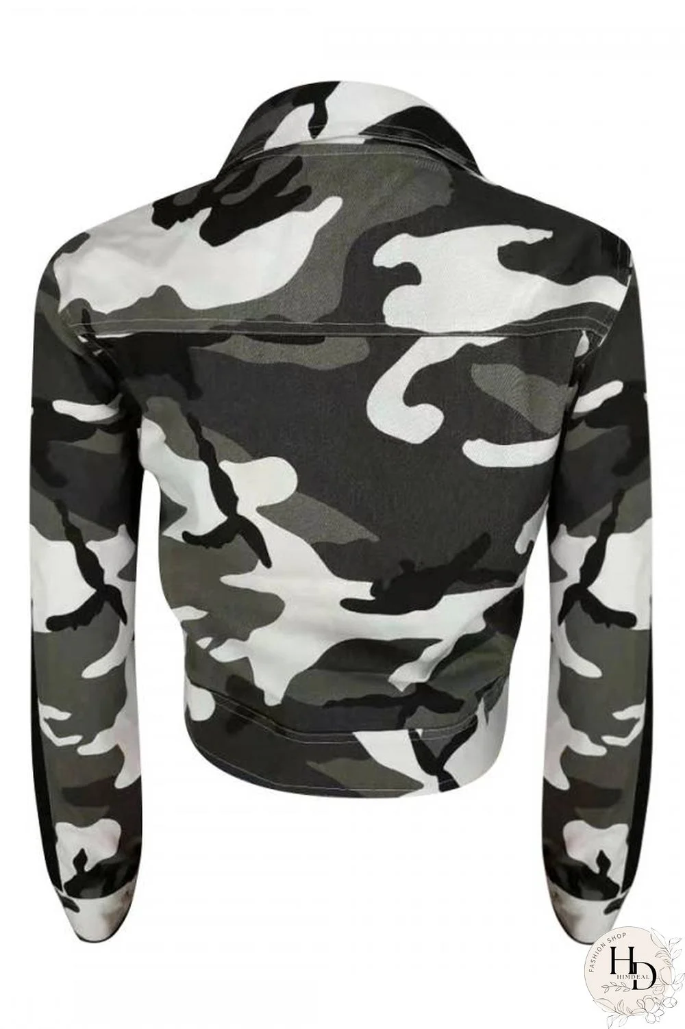 Gold Turndown Collar Camouflage Patchwork The cowboy Others Long Sleeve Denim jacket