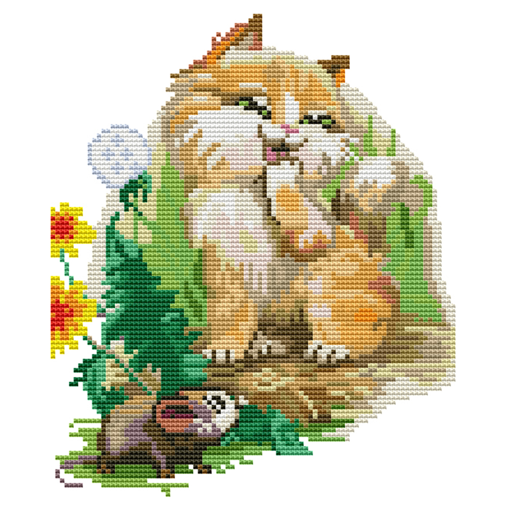 

Rat Cat - 14CT Counted Cross Stitch - 22*26CM, 501 Original