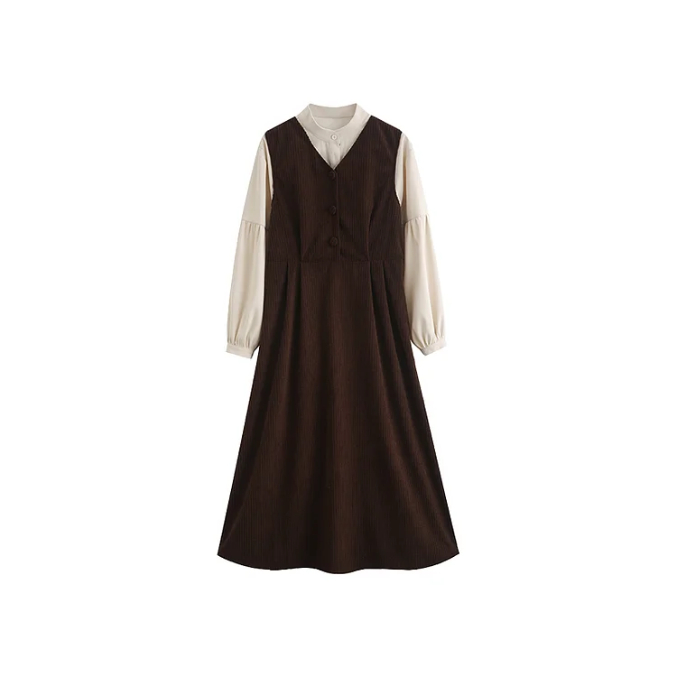 College style suspender long skirt dress children fall younger wear a set of gentle style milk good fried street suit