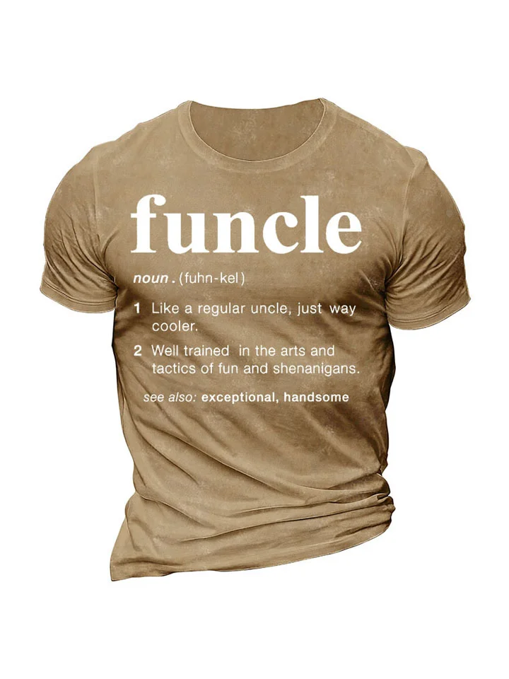 FUNCLE men's casual round neck short-sleeved T-shirt-Hoverseek