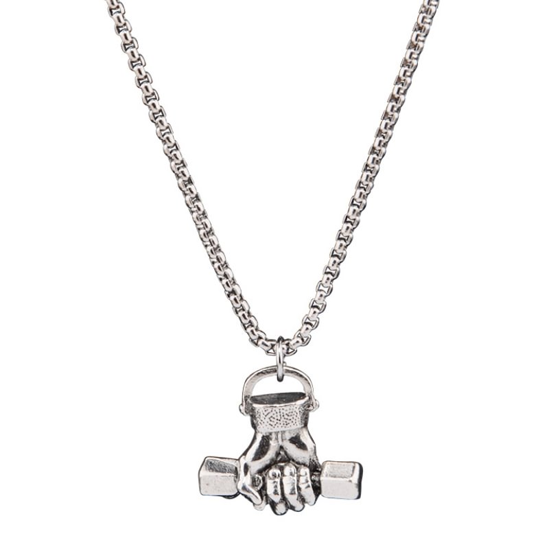 Fist Dumbbell Necklace-barclient