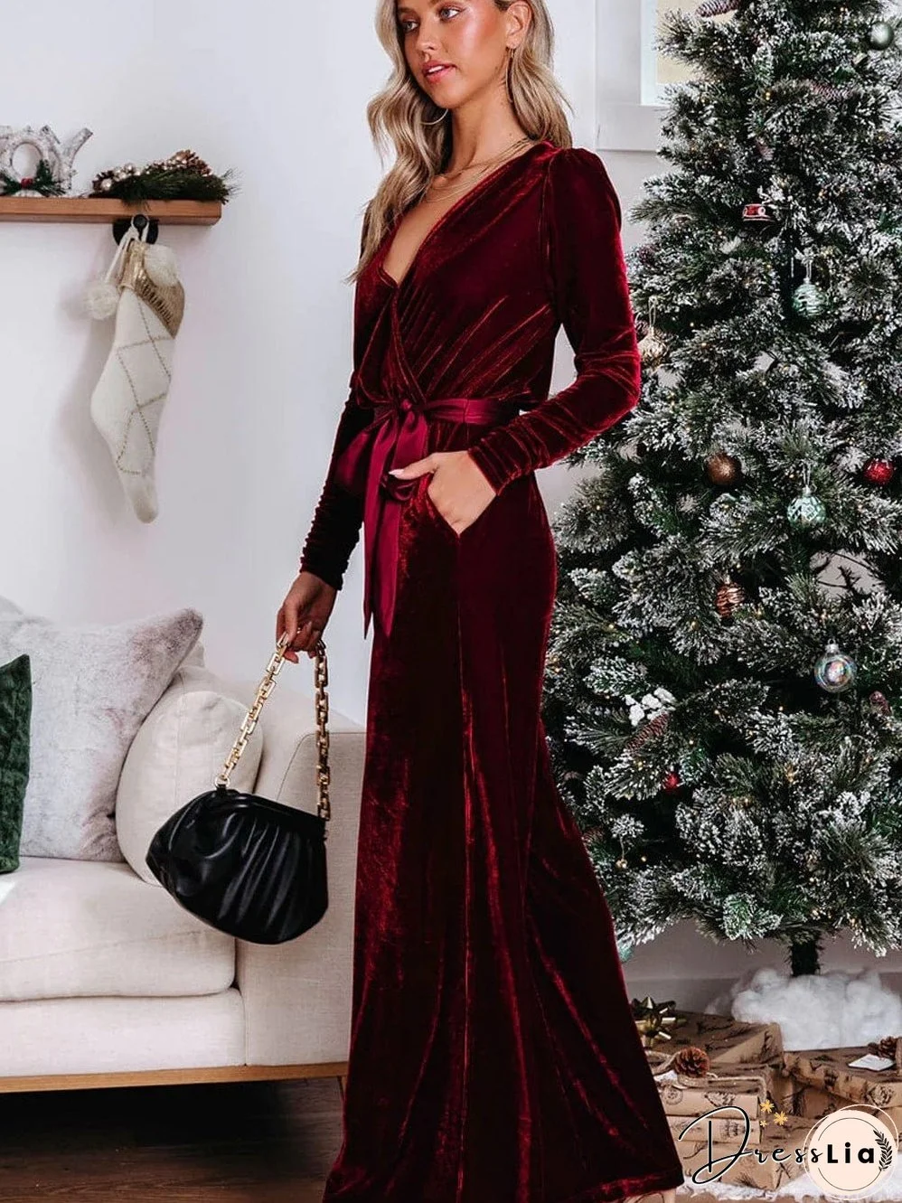 Deep Red Velvet Jumpsuit: Bold Statement