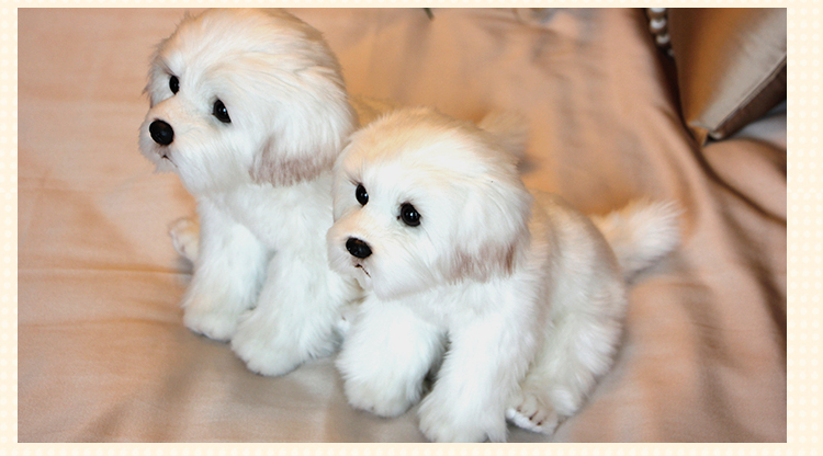 Tegooe Realistic White Fluffy Puppy Stuffed Animal Doll - Simulation Pet Plush Toy