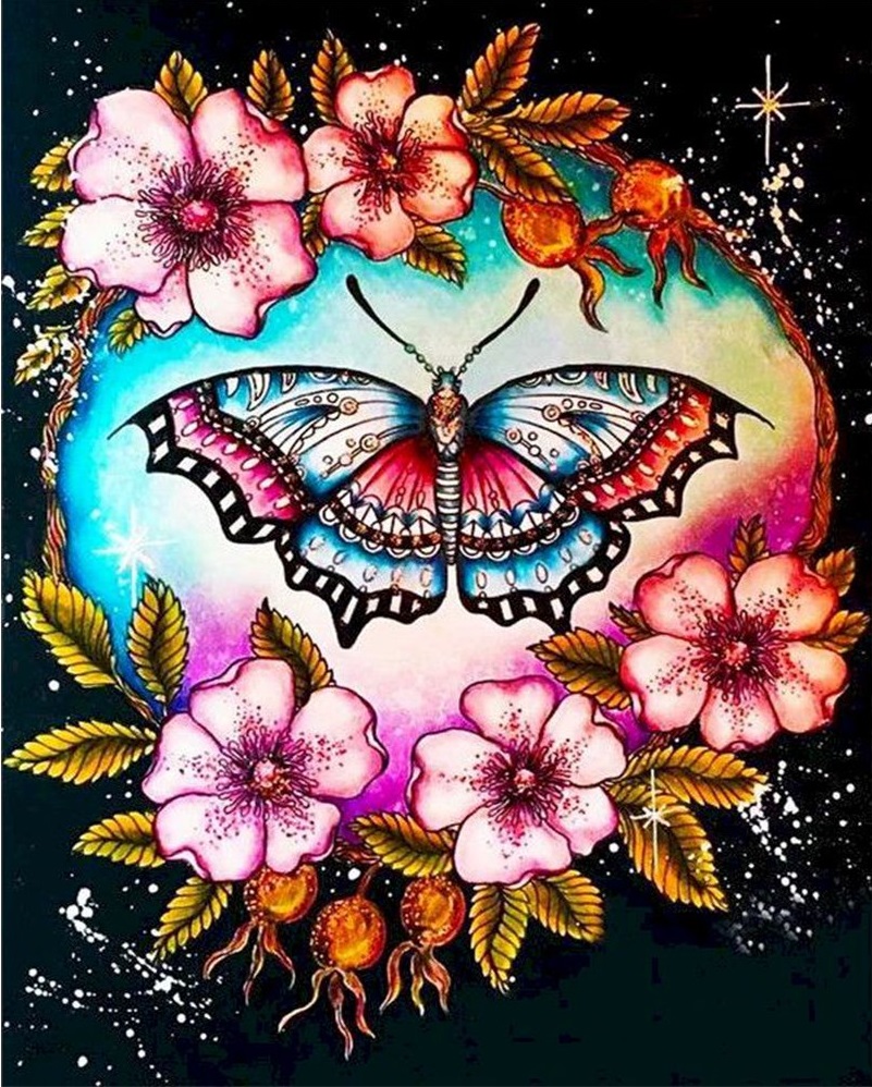 DIY Painting By Numbers | Butterfly and flower- 40*50cm