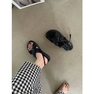 Women's  Buckle Pleated  Shallow Open-toed Slippers Sandals