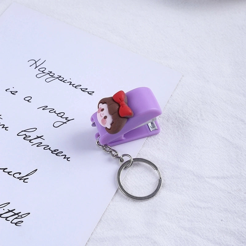 Cute Cartoon Macaron Color Student Creativity Mini Stapler Keychain