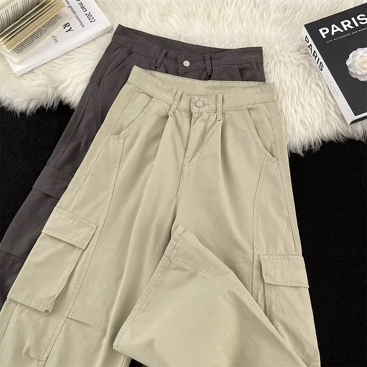 Women's Wide Leg Casual Trousers with Pockets Spring Summer