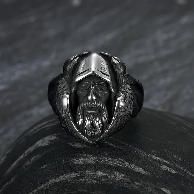 Coutureaura Mythology Odin Wolf Stainless Steel Viking Ring