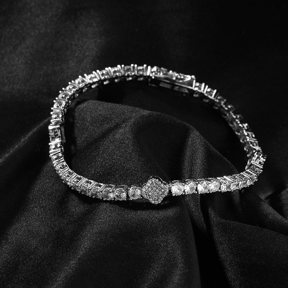 Four-leaf Clover Iced Out Bling CZ Stone Tennis Bracelet