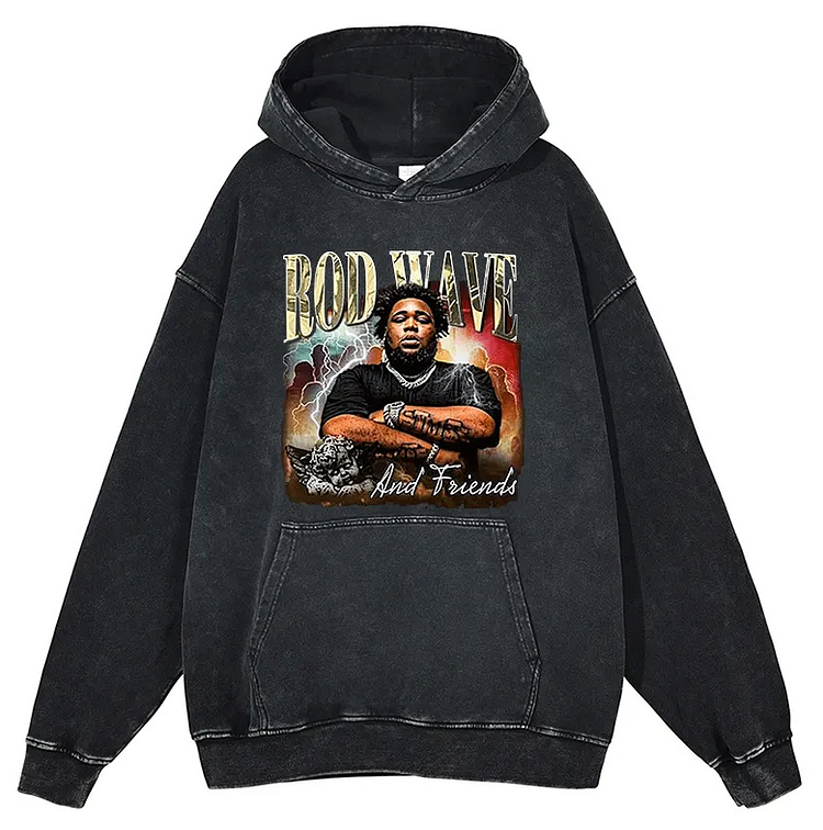 Rod Wave Graphic Hoodies Hip Hop Men Streetwear Tops Cotton Oversized Black Sweatshirt at Hiphopee