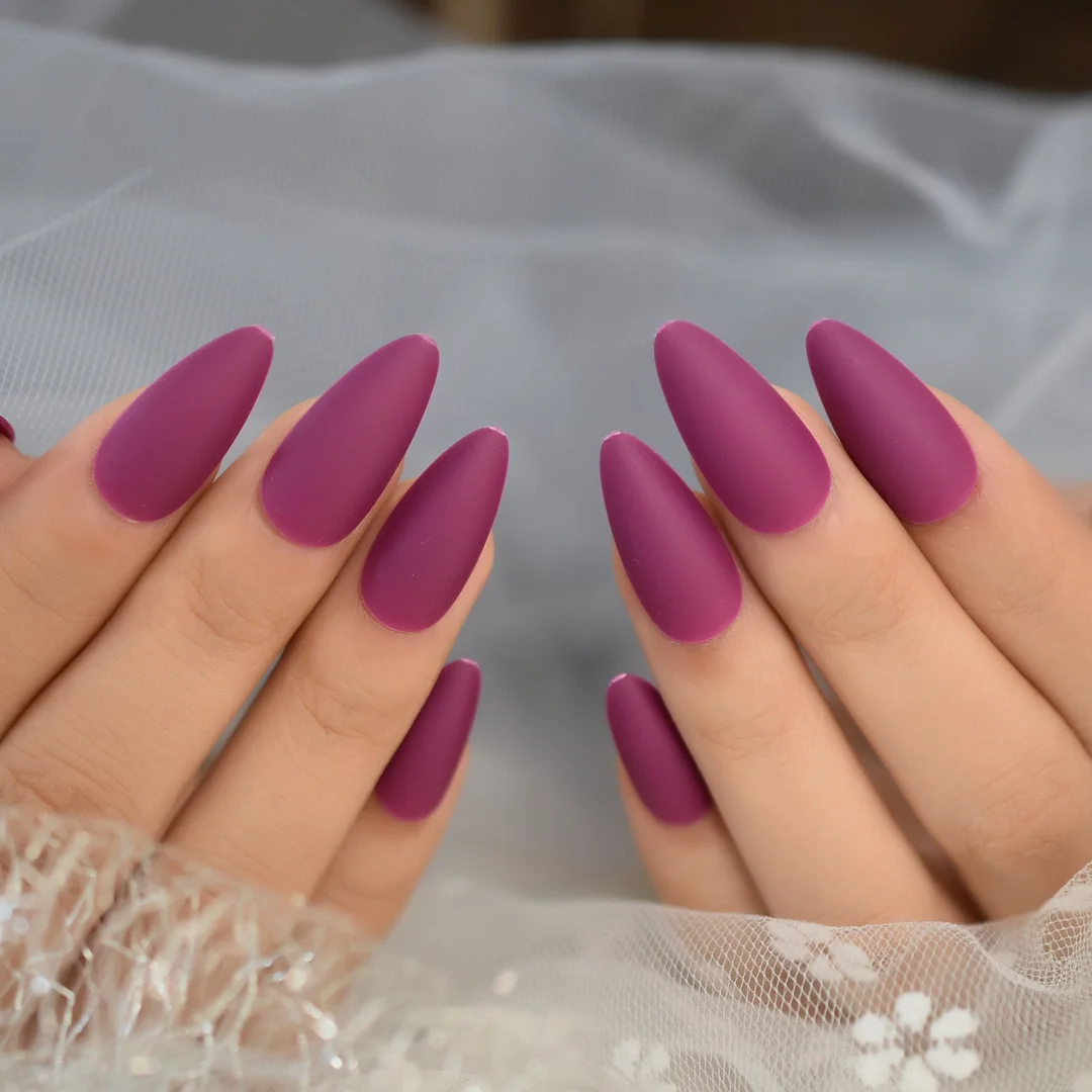 Professional Almond shaped Nail Tips Stiletto Matte Fake Nails White Short Press On Nails With Free Adhesive Tabs-Nail Inspo
