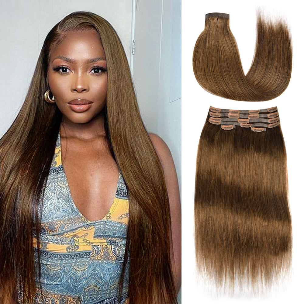 #4 Straight |6Pcs 100g | PU Seamless Clip ins Hair | 100% Human Hair | boruihair